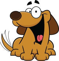 Cute cartoon brown dog, wagging his tail happily.